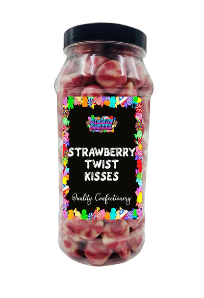 Strawberry Twist Kisses Strawberry & Cream Flavour Retro Sweets Gift Jar