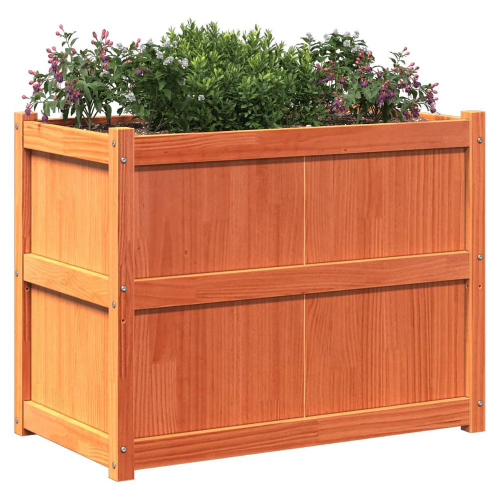 vidaXL Garden Planter Wax Brown 90x50x70 cm Solid Wood Pine S0671394879