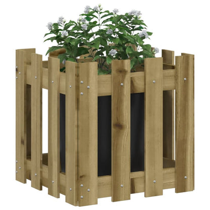 vidaXL Garden Planter with Fence Design 40x40x40 cm Impregnated Wood Pine S0671368162