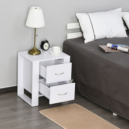 Particle Board 2-Drawer Bedside Table White S0671063320