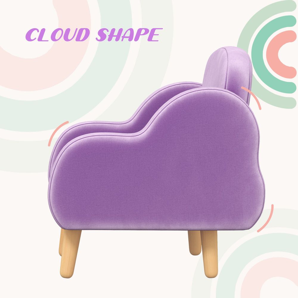 Cloud-Shaped Toddler Armchair, Kids Mini Chair for Playroom, Bedroom - Purple S0671347142