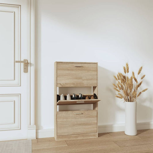 Shoe Cabinet Oak 59x17x108 cm Engineered Wood S0671092958