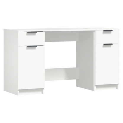 vidaXL Desk with Side Cabinet White Engineered Wood S0671070853