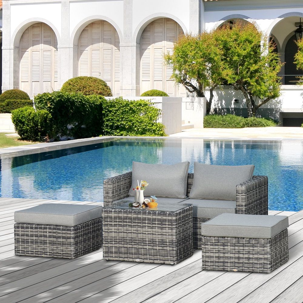 5 Pcs PE Rattan Armchair Outdoor Garden Seating Comfort Balcony Home V067942525