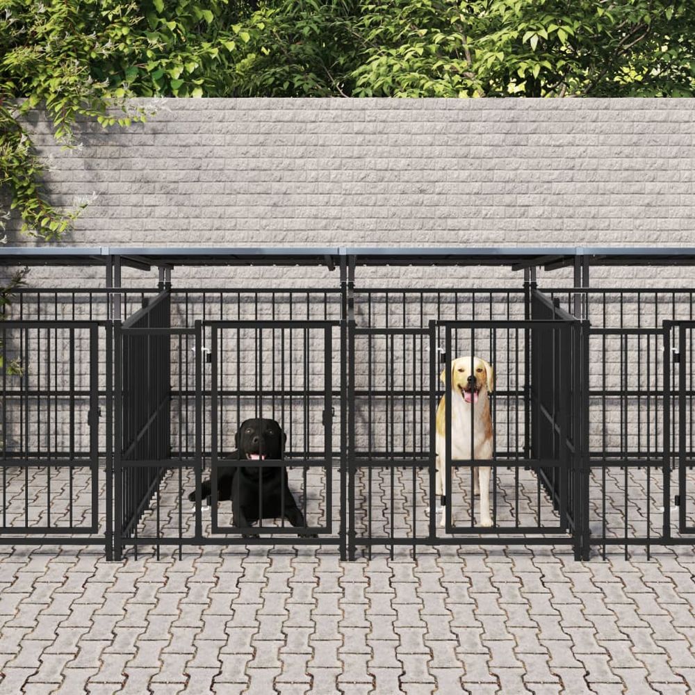 Outdoor Dog Kennel Steel 103 x 198 x 128 cm to 976 x 198 x 128 cm V0671100124