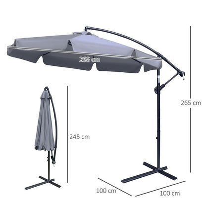 2.7mBanana Parasol Cantilever Umbrella with CrankDark Grey S0671072308