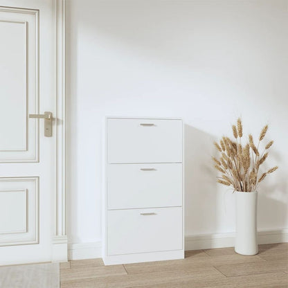 Shoe Cabinet White 59x17x108 cm Engineered Wood S0671093221