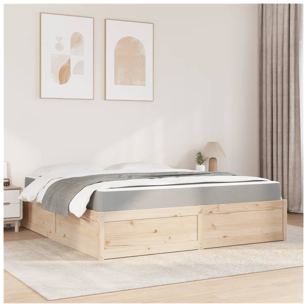 vidaXL Bed with Mattress 180x200 cm Super King Solid Wood Pine S0671489421