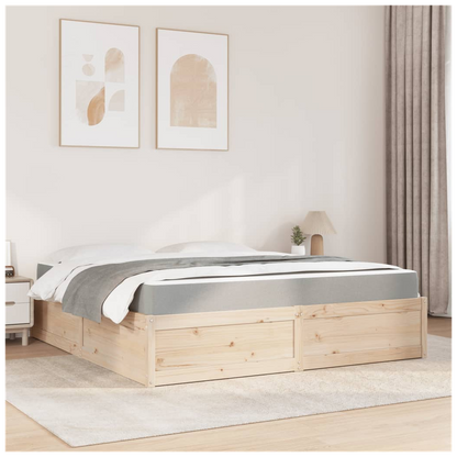 vidaXL Bed with Mattress 180x200 cm Super King Solid Wood Pine S0671489421