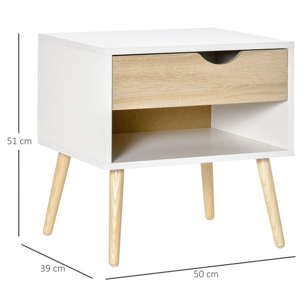 Bedside Table with Drawer and Shelf, Modern Nightstand, End Table S0671063341