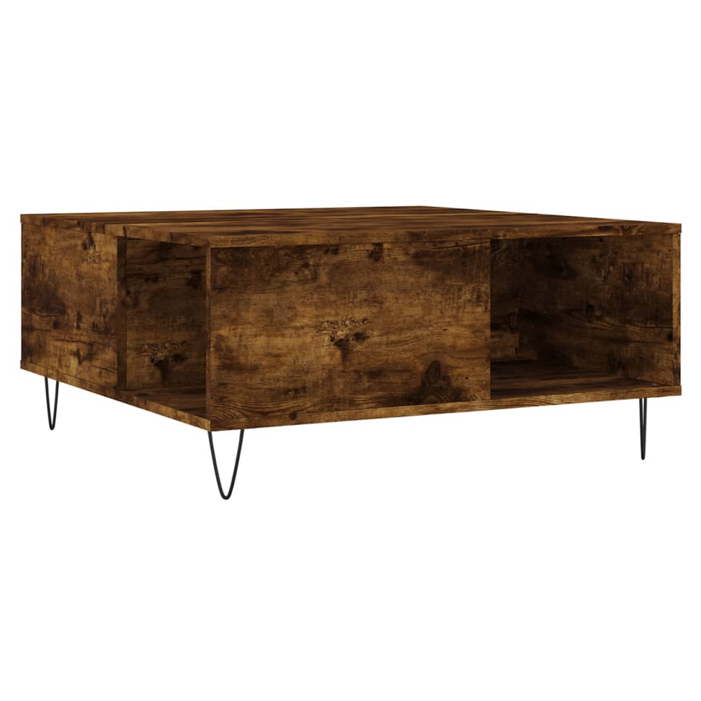 vidaXL Coffee Table Smoked Oak 80x80x36.5 cm Engineered Wood S0671257072