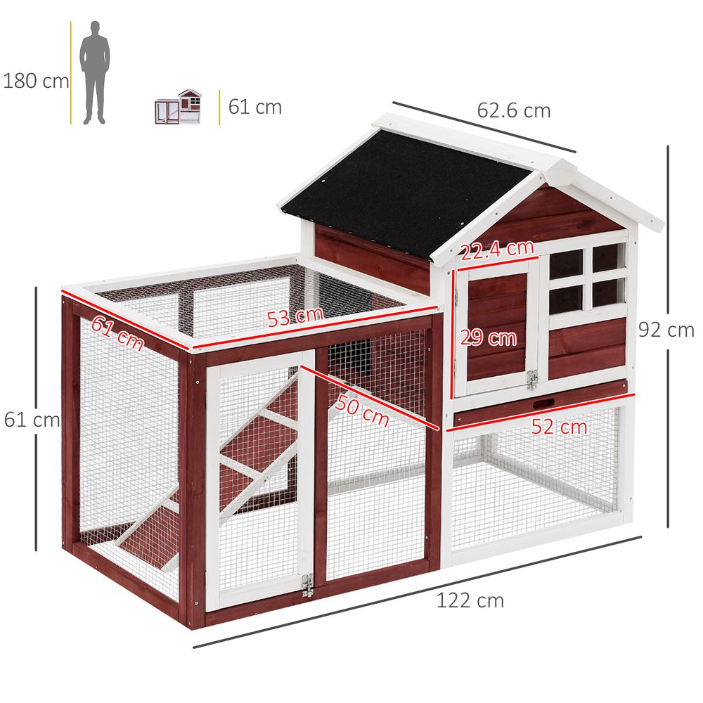 122cm Rabbit Hutch Cage Bunny House Wooden Habitat Pet Small Animal w/ Tray Ramp S0671071149