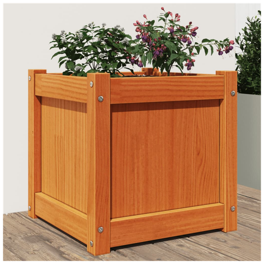 vidaXL Garden Planter Wax Brown 40x40x40 cm Solid Wood Pine S0671394890