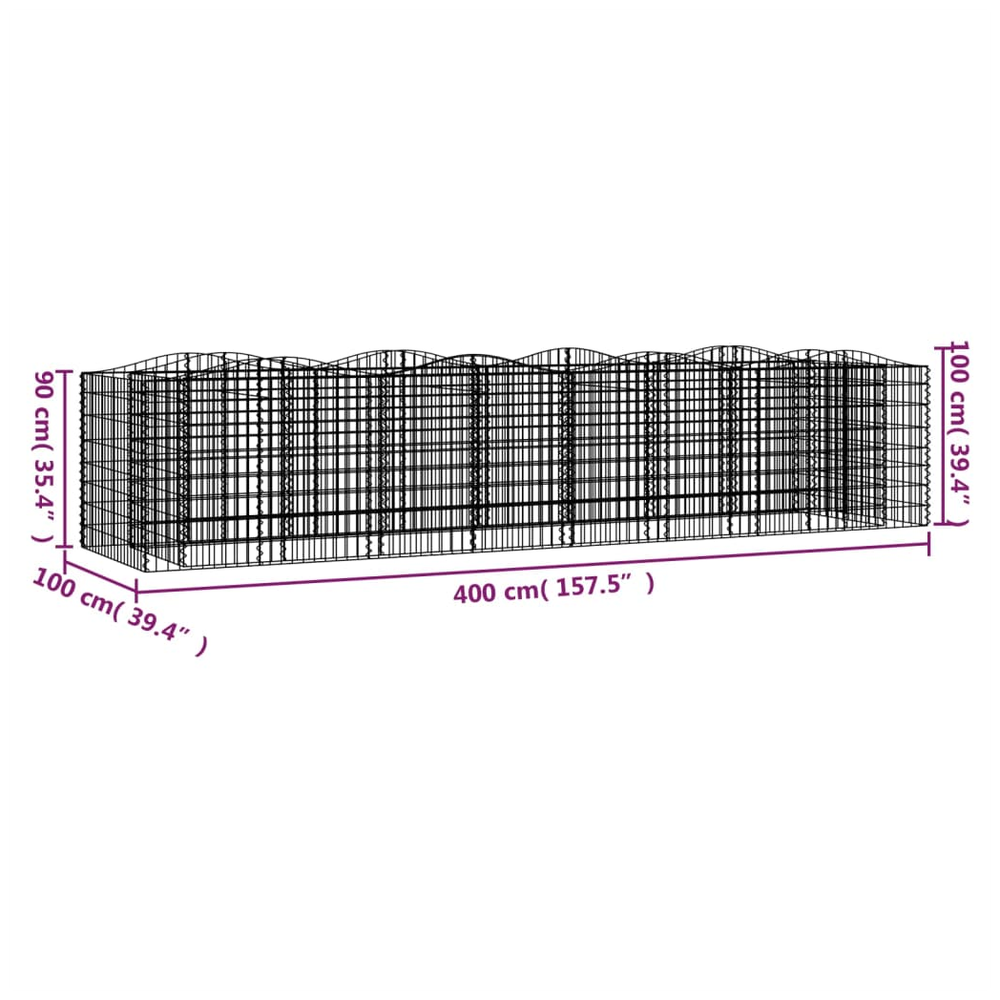 Arched Gabion Raised Bed 400x100x100 cm Galvanised Iron S0671166171