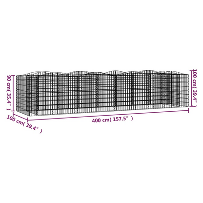 Arched Gabion Raised Bed 400x100x100 cm Galvanised Iron S0671166171