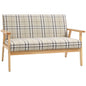 2 Seater Sofa with Rubber Wood Frame Linen Fabric Love Seat Small Couch S0671157111