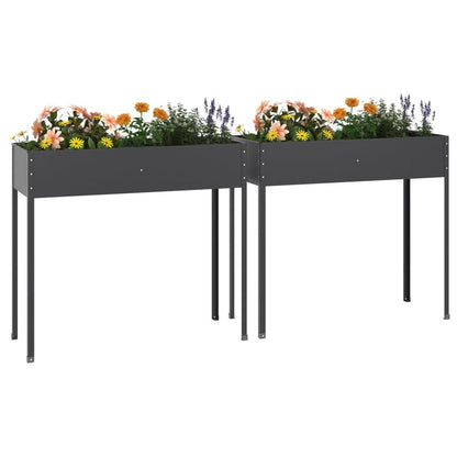 vidaXL Garden Planters 2 pcs Anthracite Galvanised Steel S0671179569