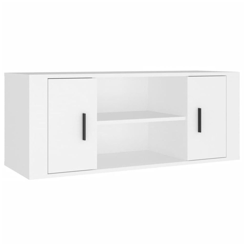 vidaXL TV Cabinet White 100x35x40 cm Engineered Wood V0671394620