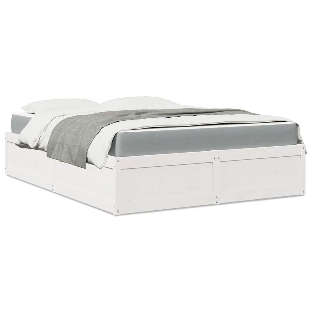 vidaXL Bed with Mattress White 140x200 cm Solid Wood Pine S0671489428