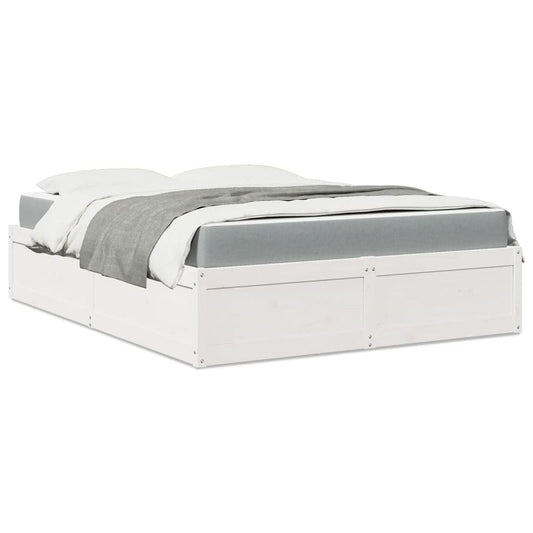 vidaXL Bed with Mattress White 140x200 cm Solid Wood Pine S0671489428