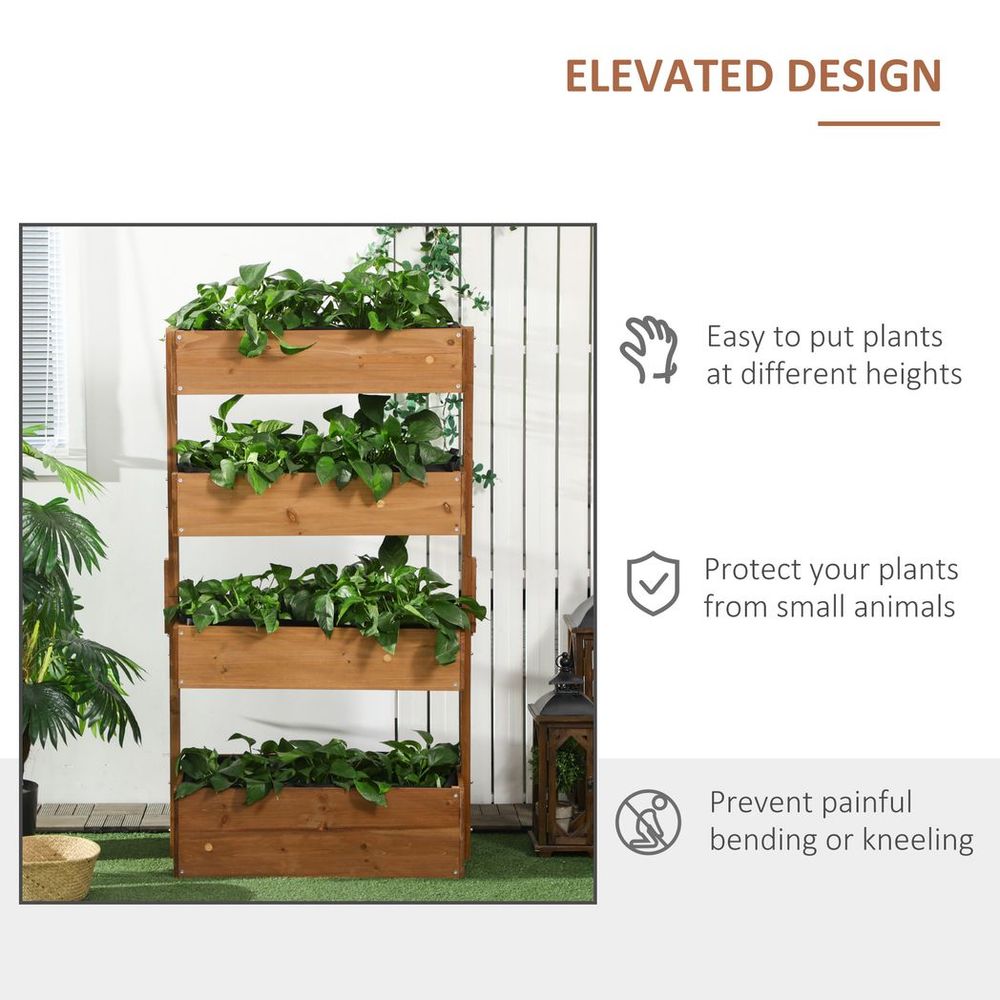 Outsunny Raised Garden Bed Wooden Plant Stand Orange S0671132932