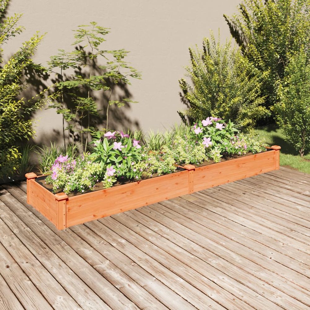 Garden Raised Bed with Liner Brown 240x60x25 cm Solid Wood Fir S0671212396