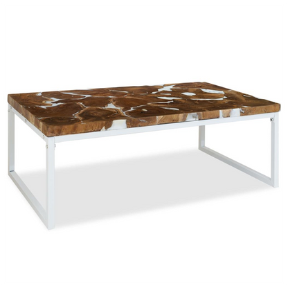 vidaXL Coffee Table Teak Resin 110x60x40 cm White and Brown V069817681