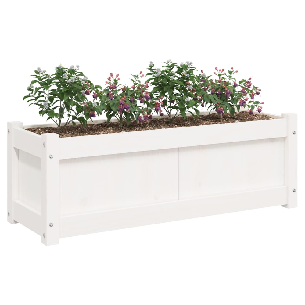 vidaXL Garden Planter White 90x31x31 cm Solid Wood Pine S0671383063