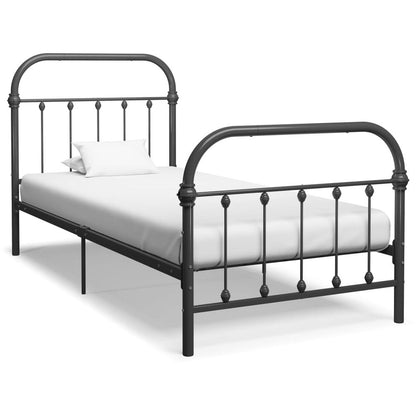 Bed Frame White Metal 90 x 200 cm to 180 x 200 cm S069795755