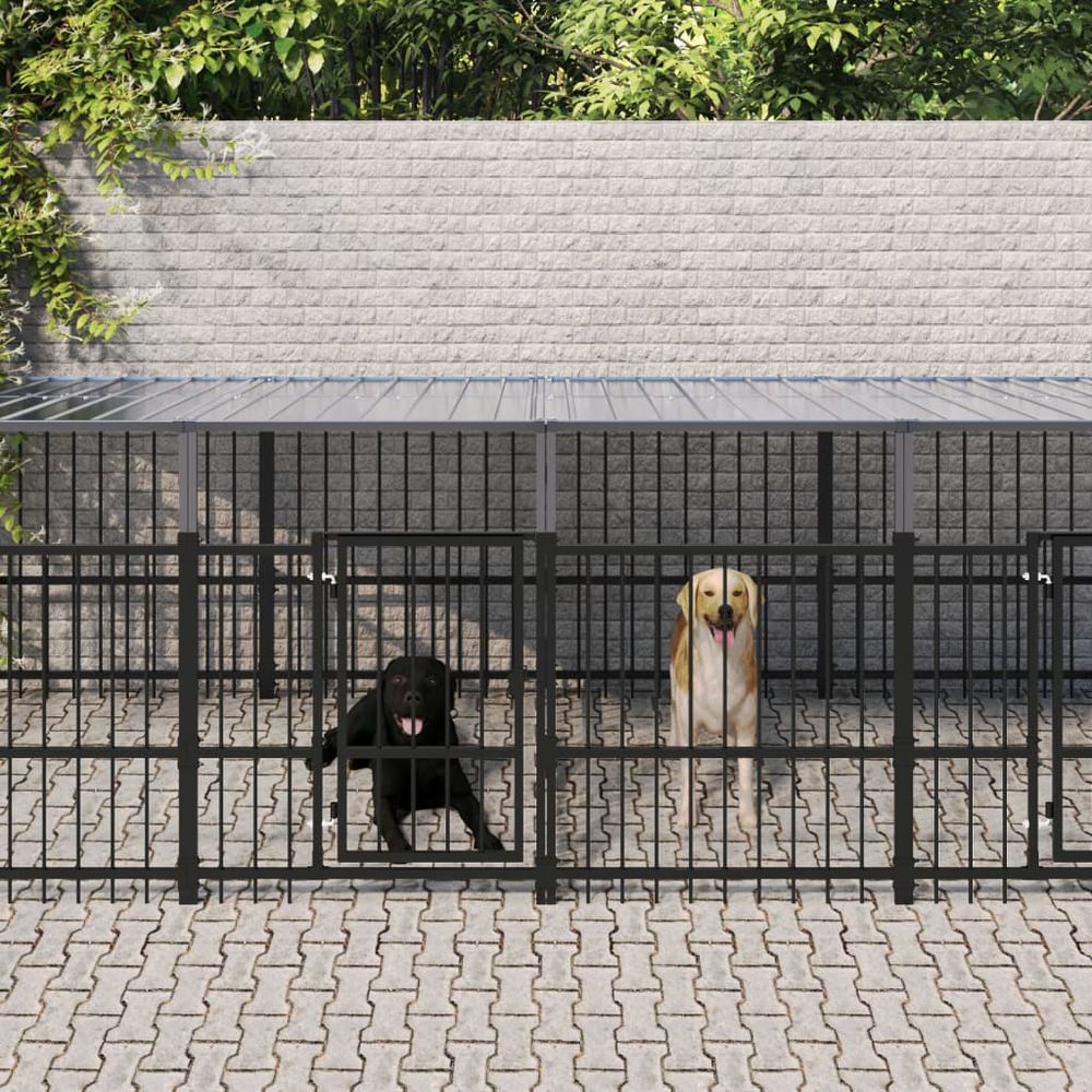 Outdoor Dog Kennel Steel 388 x 193.5 x 100 cm to 976 x 198 x 128 cm V0671100170