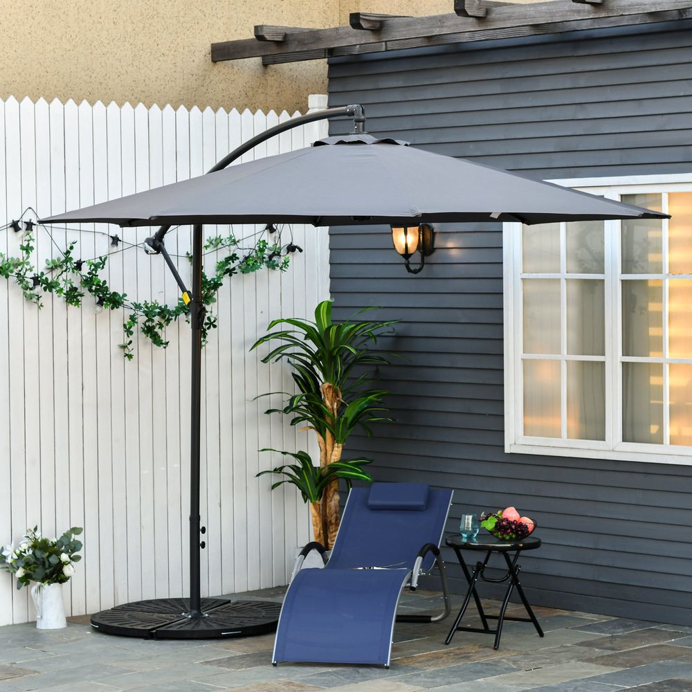 3mt Garden Parasol Sun Shade Patio Banana Hanging Rattan Set V067942048