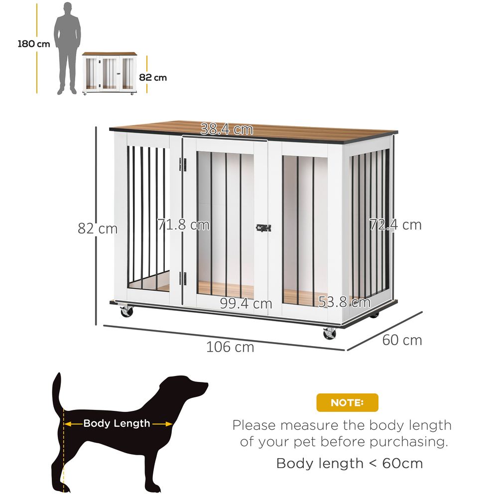 Dog Crate Furniture End Table w/ Lockable Door, for Large Dogs - White Pawhut S0671081184