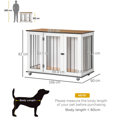 Dog Crate Furniture End Table w/ Lockable Door, for Large Dogs - White Pawhut S0671081184