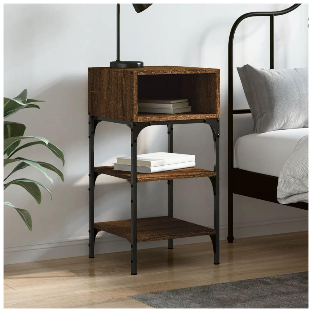 vidaXL Bedside Table Brown Oak 35x34.5x70 cm Engineered Wood S0671259692