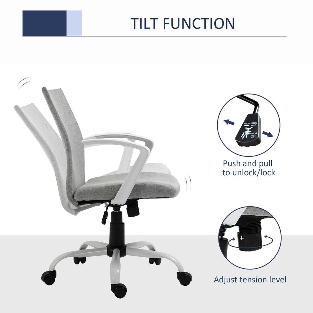 Office Chair Linen Swivel Computer Desk Chair Home Study Task Chair, Light Grey S0671114508