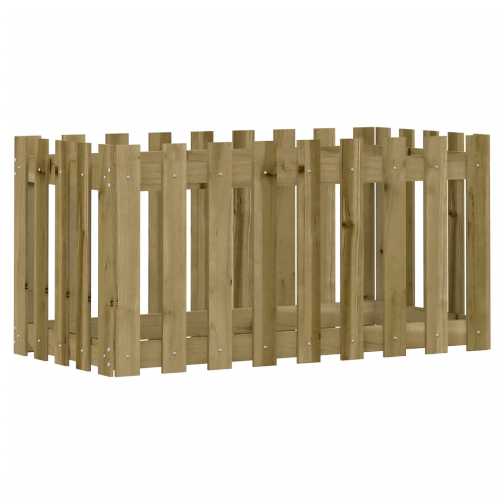 vidaXL Garden Raised Bed with Fence Design 100x50x50 cm Impregnated Wood Pine S0671368520