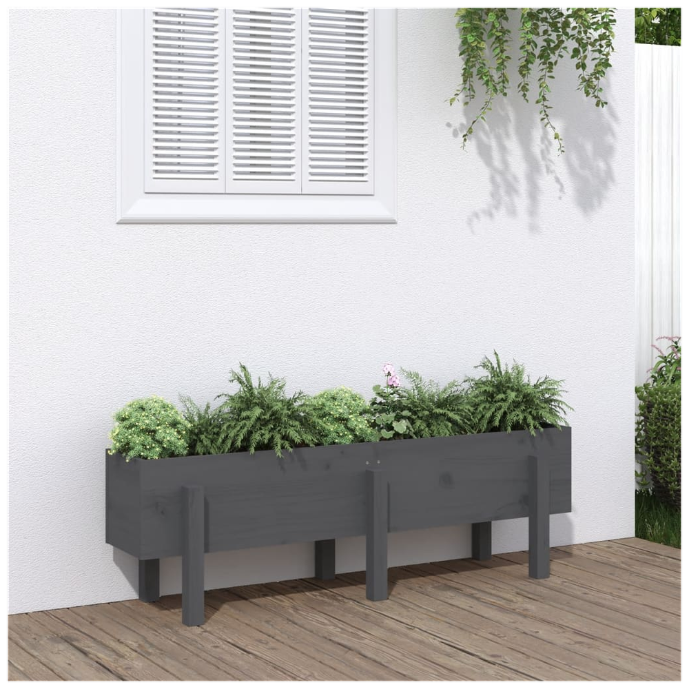 vidaXL Garden Raised Bed Grey 121x30x38 cm Solid Wood Pine S0671357926