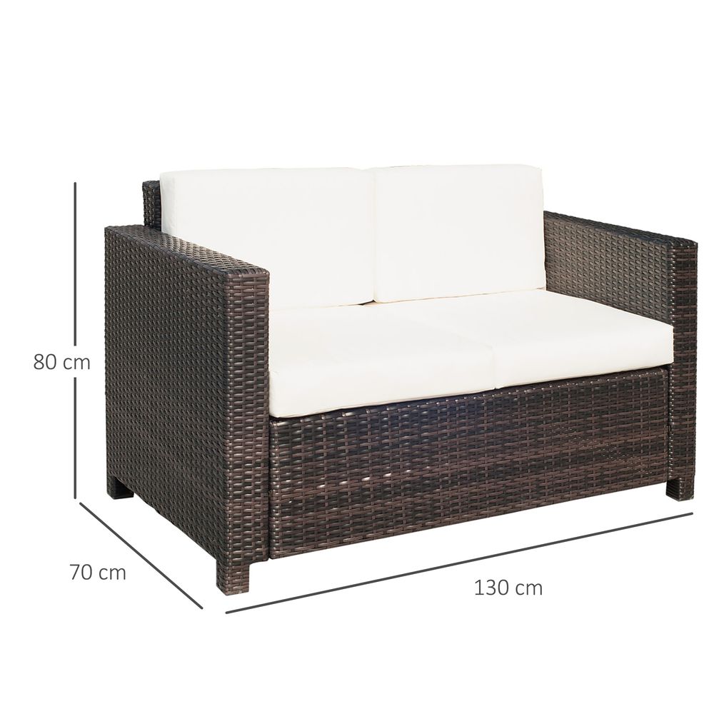 2 Seater Sofa Brown Rattan Table Sofa Chair Mixed Brown S0671072391