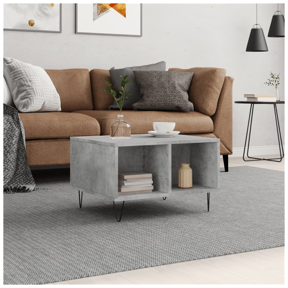 vidaXL Coffee Table Concrete Grey 60x50x36.5 cm Engineered Wood S0671358889