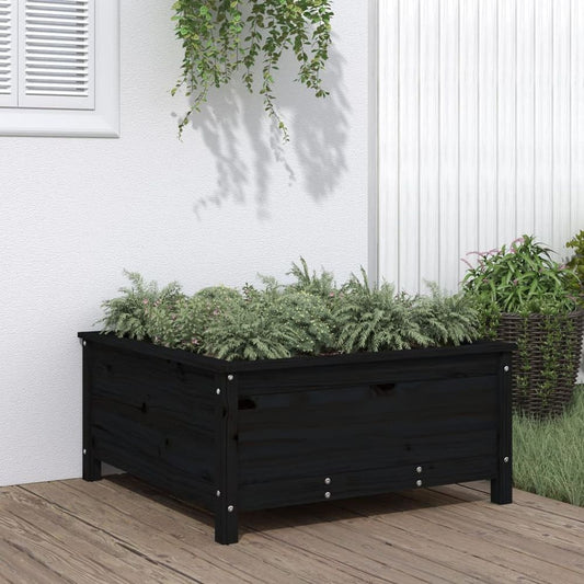 vidaXL Garden Planter Black 82.5x82.5x39 cm Solid Wood Pine S0671357932