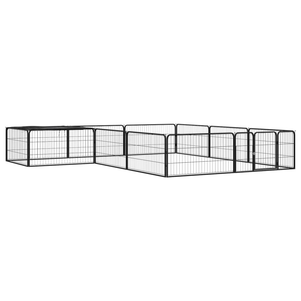 8-44 Panel Dog Playpen Black 100x50 cm to 1100 x 1100 x 50 cm Powder-coated Steel V0671110459