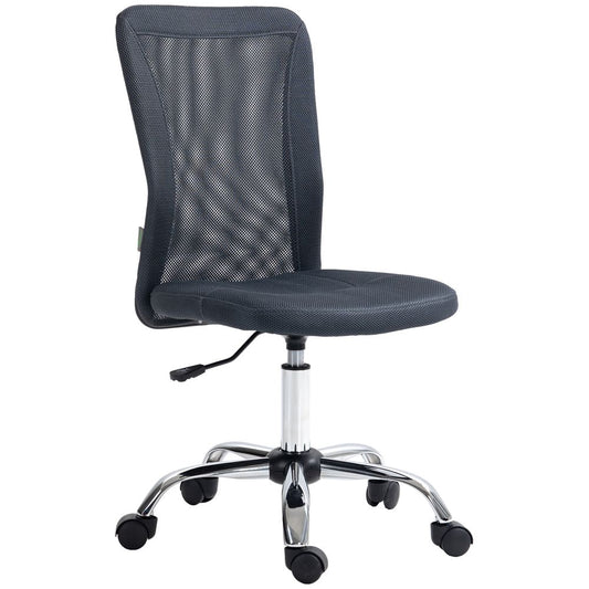 Vinsetto Armless Office Chair with Adjustable Height Mesh Back Wheels Dark Grey S0671383444