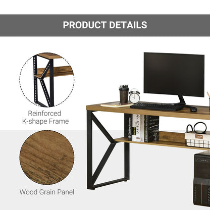 Computer Writing Desk K-Shaped Steel Leg Storage Shelf Home Office S0671079883