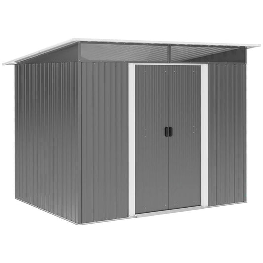 Outsunny Garden Shed Outdoor Storage Tool Organizer w/ Double Sliding Door Grey S0671121905