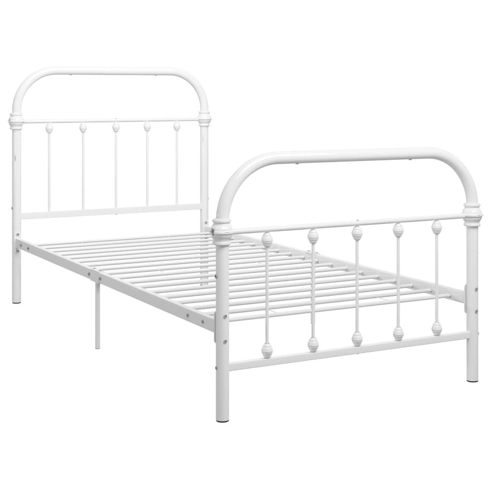 Bed Frame White Metal 90 x 200 cm to 180 x 200 cm S069795727