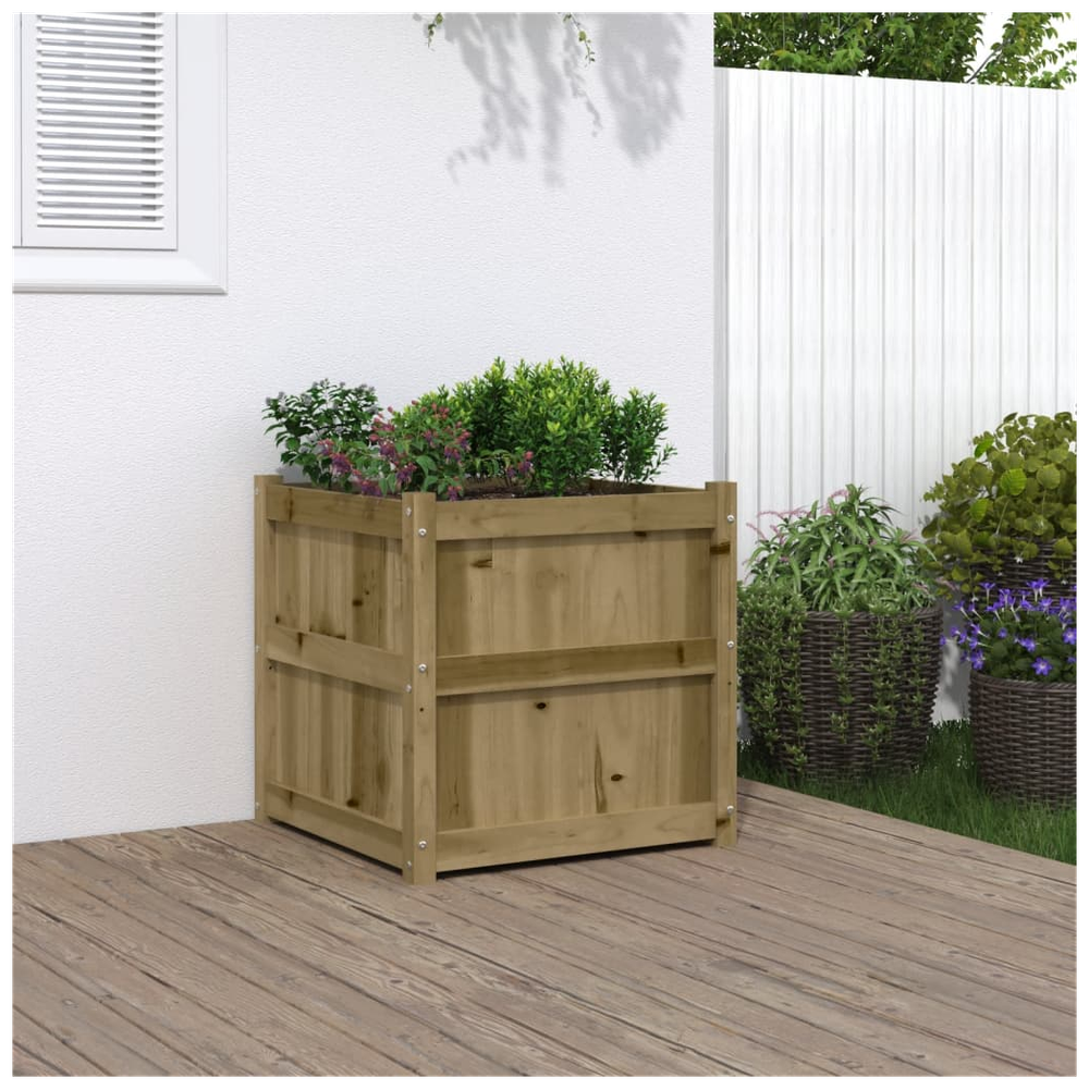 vidaXL Garden Planter 60x60x60 cm Impregnated Wood Pine S0671384883