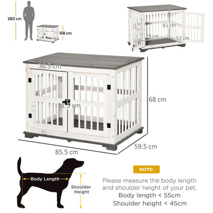 Wooden Dog Crate Pet Kennel Cage End Table for Small Medium Dogs White Pawhut S0671081097