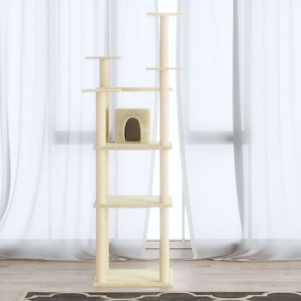 vidaXL Cat Tree with Sisal Scratching Posts Cream 171 cm V067940223