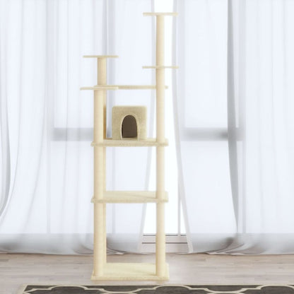 vidaXL Cat Tree with Sisal Scratching Posts Cream 171 cm V067940223