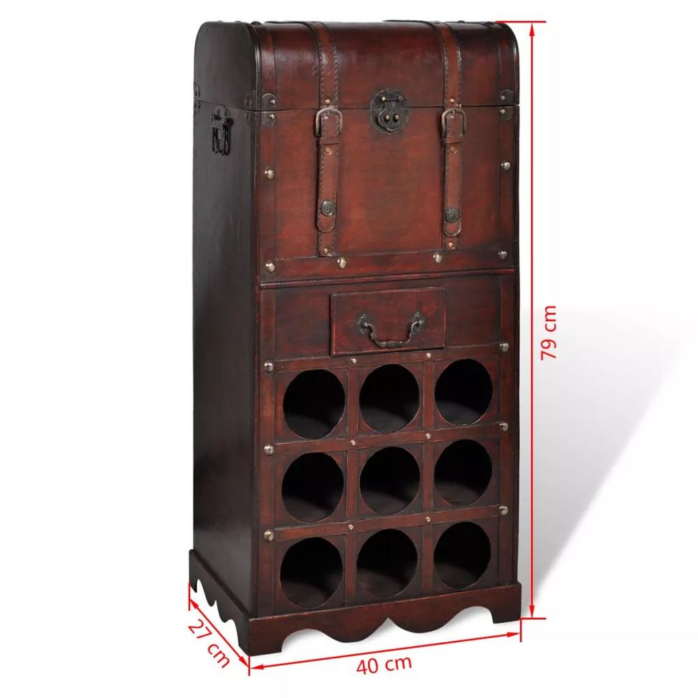 Wooden Wine Rack for 9 Bottles with Storage S069790379